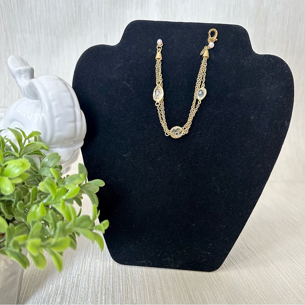 Three Layer Gold Clear Jewel Bracelet
